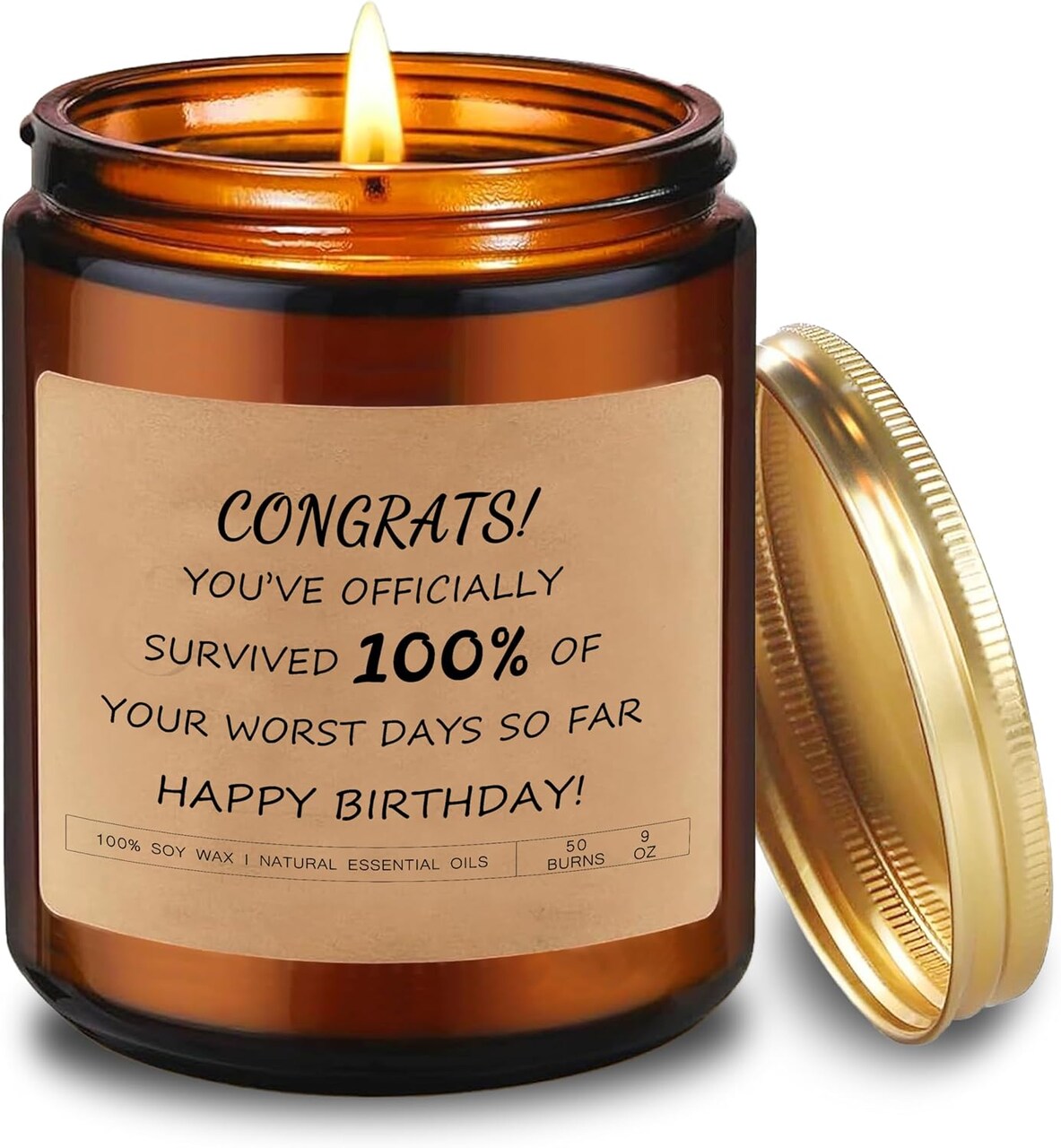 Funny Birthday Gifts for Women, Friends, Juniper Lavender Scented Soy Wax Candle- Birthday Gifts Ideas for Wife, Husband, Grandparents, 9oz, 50 Hours Burn